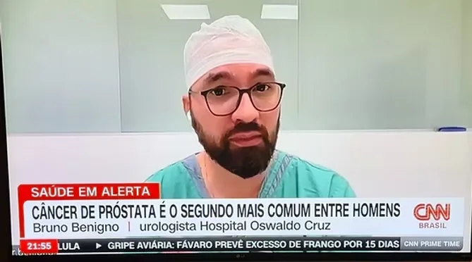 Dr. Bruno Benigno em entrevista à CNN Brasil sobre câncer de próstata