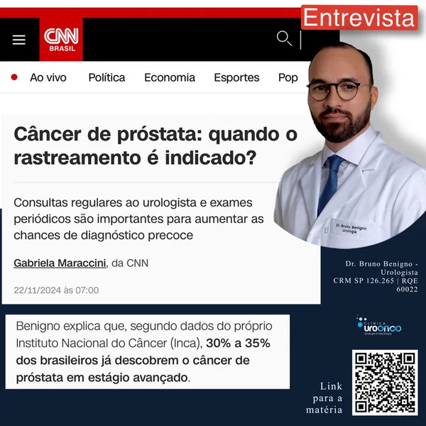 CNN Brasil: câncer de próstata, quando o rastreamento é indicado — com Dr. Bruno Benigno